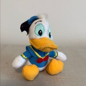 Vintage Disney Donald Duck Plush Keychain Embroidered Eyes Disney Parks Tush Tag